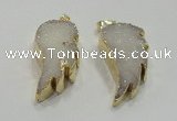 NGP1754 20*40mm carved leaf druzy agate gemstone pendants