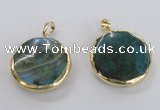 NGP1758 30mm flat round agate gemstone pendants wholesale