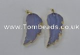 NGP1773 22*45mm - 25*50mm wing-shaped agate gemstone pendants