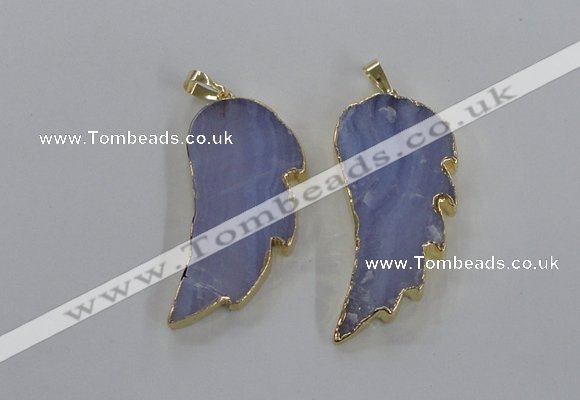 NGP1773 22*45mm - 25*50mm wing-shaped agate gemstone pendants