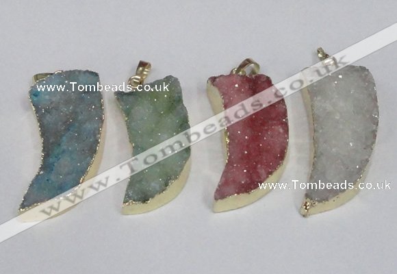 NGP1786 15*35mm - 20*45mm oxhorn druzy agate gemstone pendants