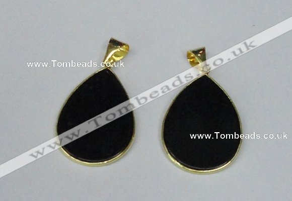 NGP1798 25*35mm flat teardrop agate gemstone pendants wholesale