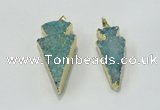 NGP1812 22*40mm - 28*48mm arrowhead druzy agate gemstone pendants