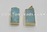 NGP1824 15*30mm - 20*35mm rectangle druzy agate pendants