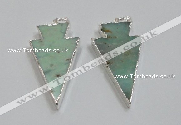 NGP1830 25*45mm arrowhead australia chrysoprase pendants