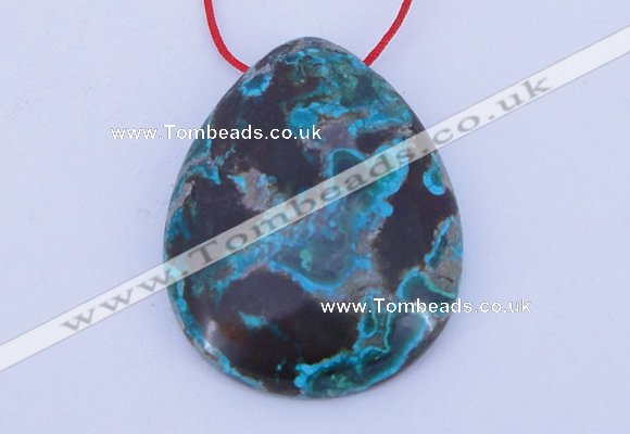 NGP185 30*38mm flat teardrop chrysocolla gemstone pendant jewelry