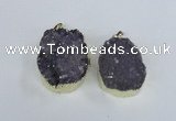 NGP1857 35*40mm - 35*45mm freeform druzy amethyst pendants