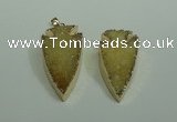 NGP1872 20*30mm - 25*50mm arrowhead druzy agate gemstone pendants