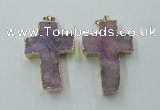 NGP1878 30*45mm - 32*50mm cross druzy agate gemstone pendants