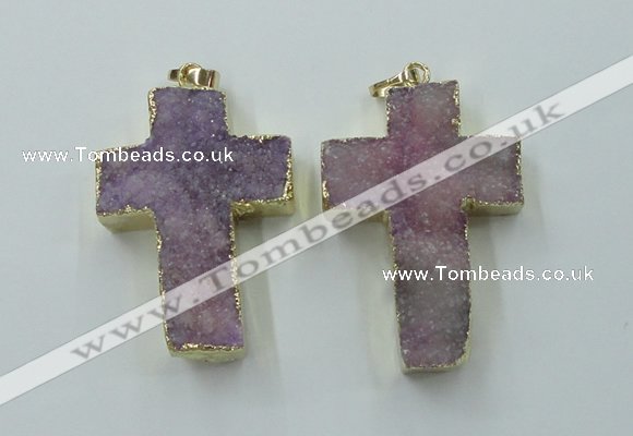 NGP1878 30*45mm - 32*50mm cross druzy agate gemstone pendants