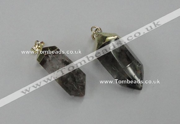 NGP1903 13*30mm - 15*38mm faceted nuggets green phantom quartz pendants