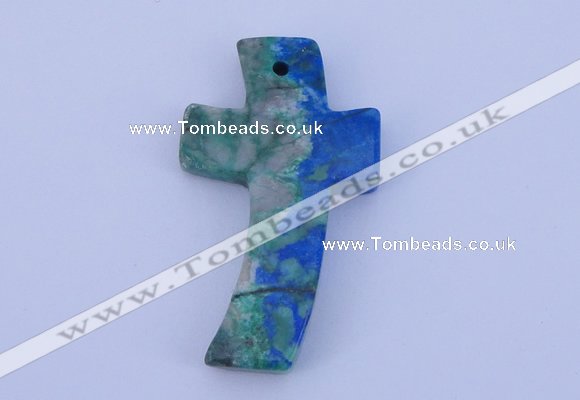 NGP192 31*52mm cross lapis & chrysocolla gemstone pendant jewelry