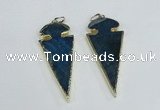 NGP1926 30*65mm arrowhead agate gemstone pendants wholesale