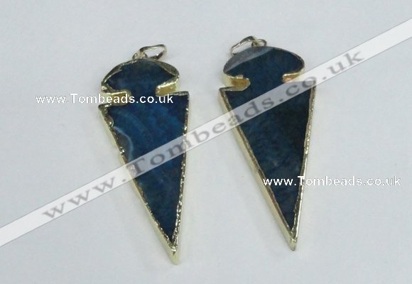 NGP1926 30*65mm arrowhead agate gemstone pendants wholesale