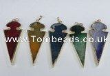 NGP1927 30*65mm arrowhead agate gemstone pendants wholesale