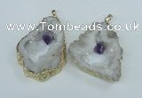 NGP1950 30*40mm - 45*55mm freeform druzy agate & amethyst pendants