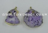 NGP1951 30*40mm - 45*55mm freeform druzy agate & amethyst pendants