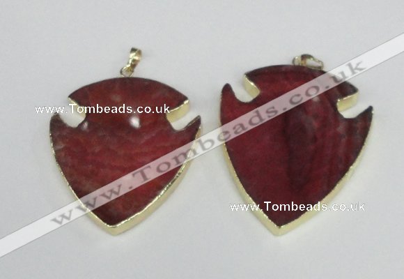 NGP1962 47*57mm arrowhead agate gemstone pendants wholesale