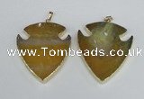 NGP1963 47*57mm arrowhead agate gemstone pendants wholesale