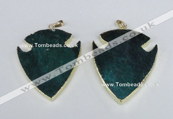 NGP1965 47*57mm arrowhead agate gemstone pendants wholesale