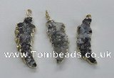 NGP1988 15*40mm - 20*50mm wing-shaped druzy agate pendants