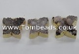 NGP1991 30*35mm - 35*40mm butterfly druzy agate pendants