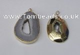 NGP1994 35*45mm - 40*50mm freeform plated druzy agate pendants