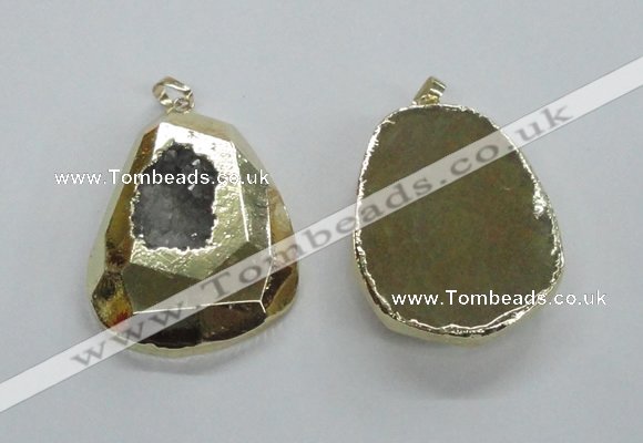 NGP1997 35*45mm - 40*50mm freeform plated druzy agate pendants