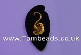 NGP2001 22*45mm carved gold plated matte black obsidian pendants