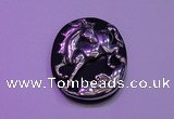 NGP2015 38*45mm carved silver plated matte black obsidian pendants