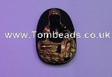 NGP2028 35*55mm carved gold plated matte black obsidian pendants