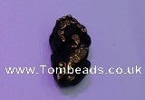 NGP2047 15*20*40mm carved gold plated matte black obsidian pendants