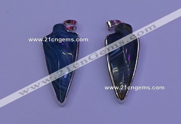 NGP2061 15*40mm - 18*45mm arrowhead striped agate pendants