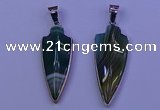 NGP2062 15*40mm - 18*45mm arrowhead striped agate pendants