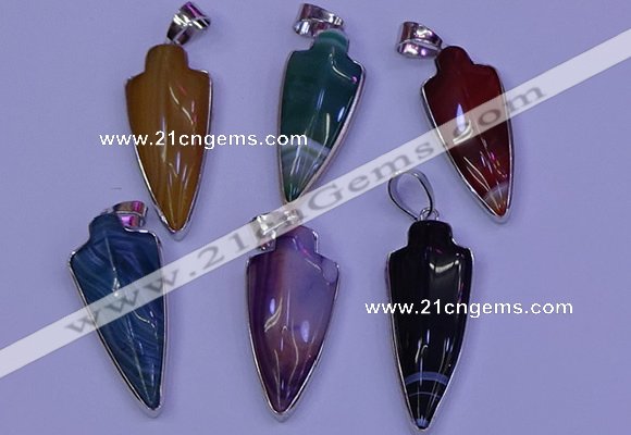 NGP2063 15*40mm - 18*45mm arrowhead striped agate pendants