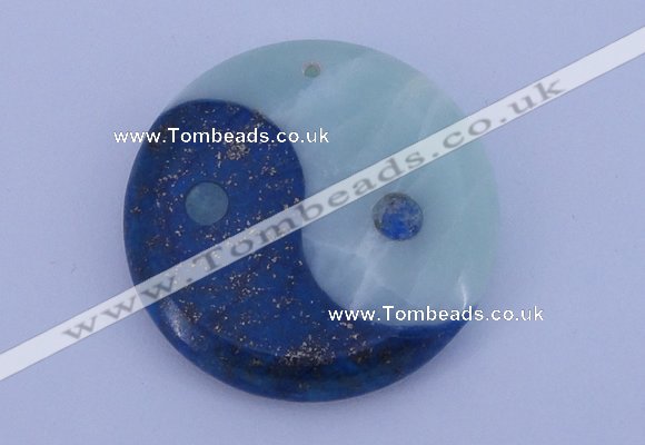 NGP209 6*40mm coin lapis lazuli & amazonite gemstone pendant