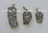 NGP2108 20*40mm - 25*65mm feather-shaped druzy agate pendants