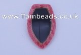 NGP211 30*50mm fashion dyed rhodochrosite & black stone pendant