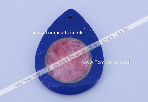 NGP212 37*50mm fashion dyed rhodochrosite & lapis lazuli gemstone pendant