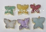 NGP2120 22*30mm - 25*30mm butterfly druzy agate gemstone pendants