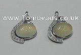 NGP2125 22*35mm agate gemstone pendants with crystal pave alloy settings