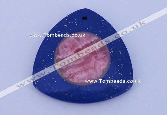 NGP213 45*45mm fashion dyed rhodochrosite & lapis lazuli gemstone pendant