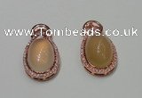 NGP2132 18*32mm agate gemstone pendants with crystal pave alloy settings