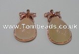 NGP2136 25*45mm agate gemstone pendants with crystal pave alloy settings