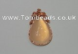 NGP2137 22*40mm agate gemstone pendants with crystal pave alloy settings