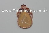 NGP2139 25*45mm agate gemstone pendants with crystal pave alloy settings