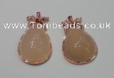 NGP2145 28*48mm agate gemstone pendants with crystal pave alloy settings