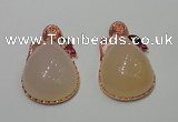 NGP2147 28*48mm agate gemstone pendants with crystal pave alloy settings