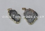 NGP2212 20*30mm - 35*35mm freeform plated druzy agate pendants