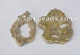 NGP2241 40*50mm - 45*55mm freeform plated druzy agate pendants